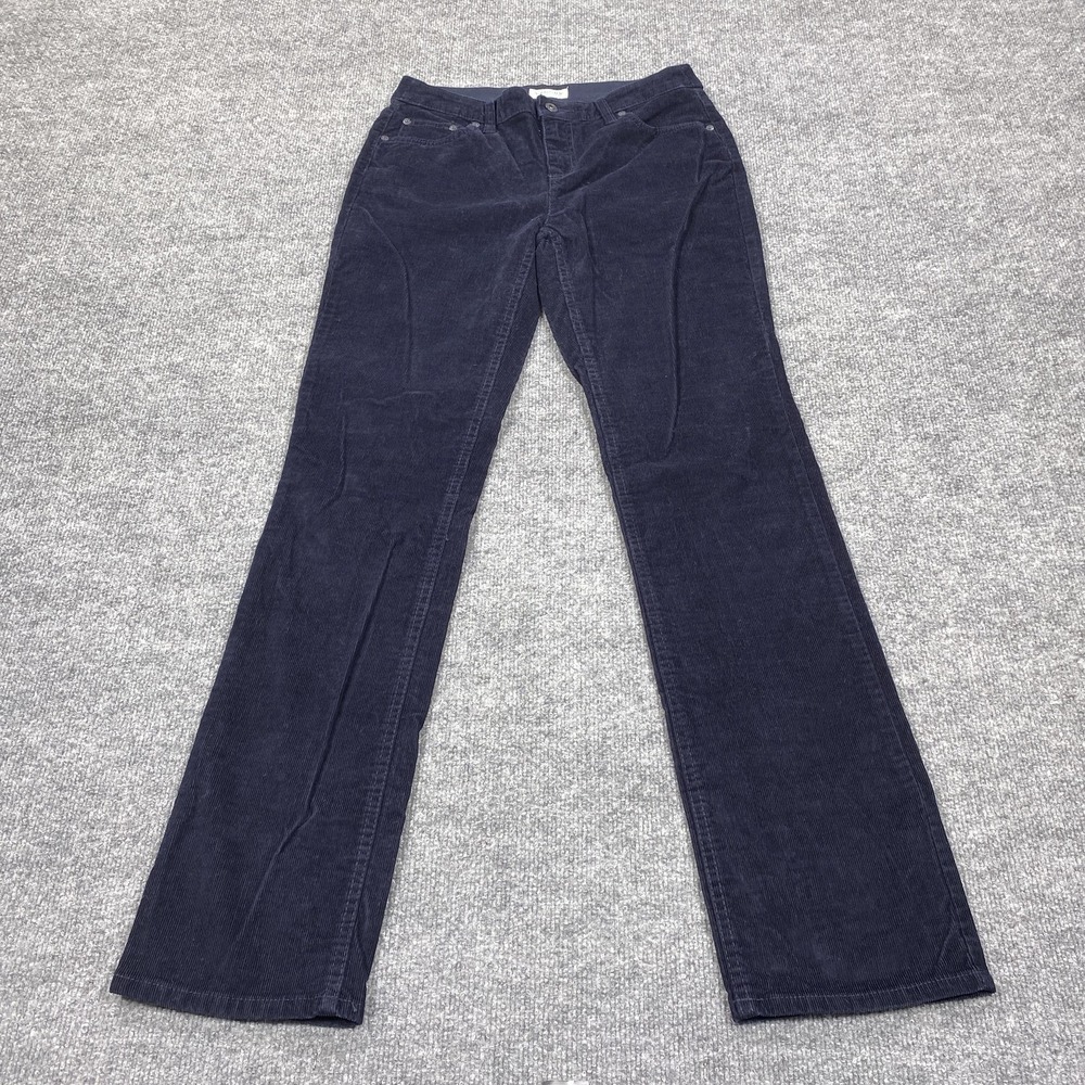 St. John's Bay Pants Womens 4 Navy Blue Corduroy Straight Leg Stretch Casual